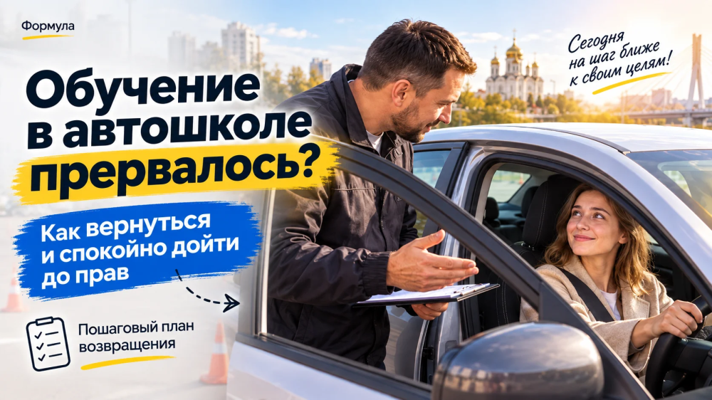 Ученица возвращается к занятиям по вождению после перерыва в автошколе в Тюмени.